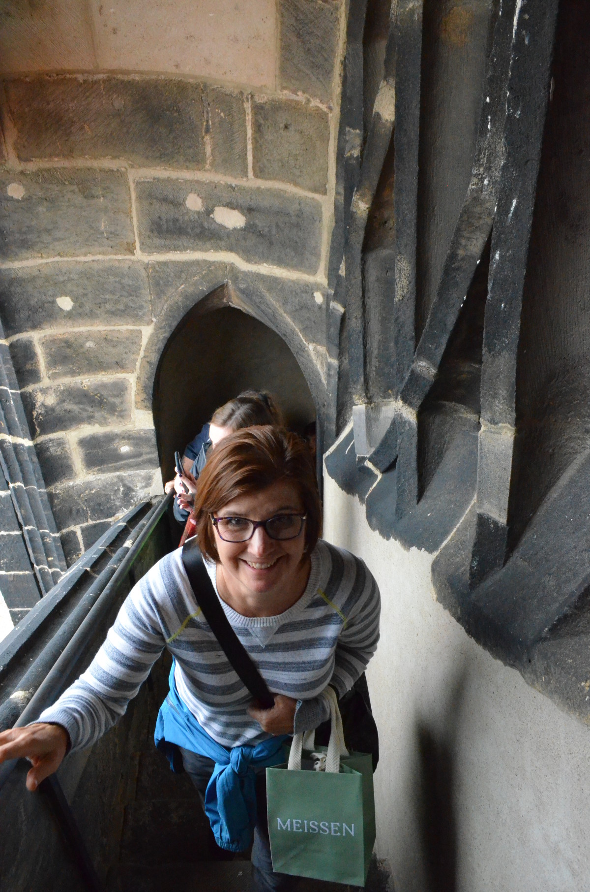 Going up the stairs of the cathedral